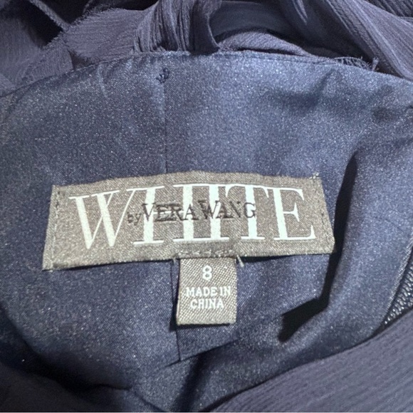 WHITE BY VERA WANG Sz 8 Vertical Ruffles Sheer Lined Knee Length Dress NEW - Picture 9 of 11